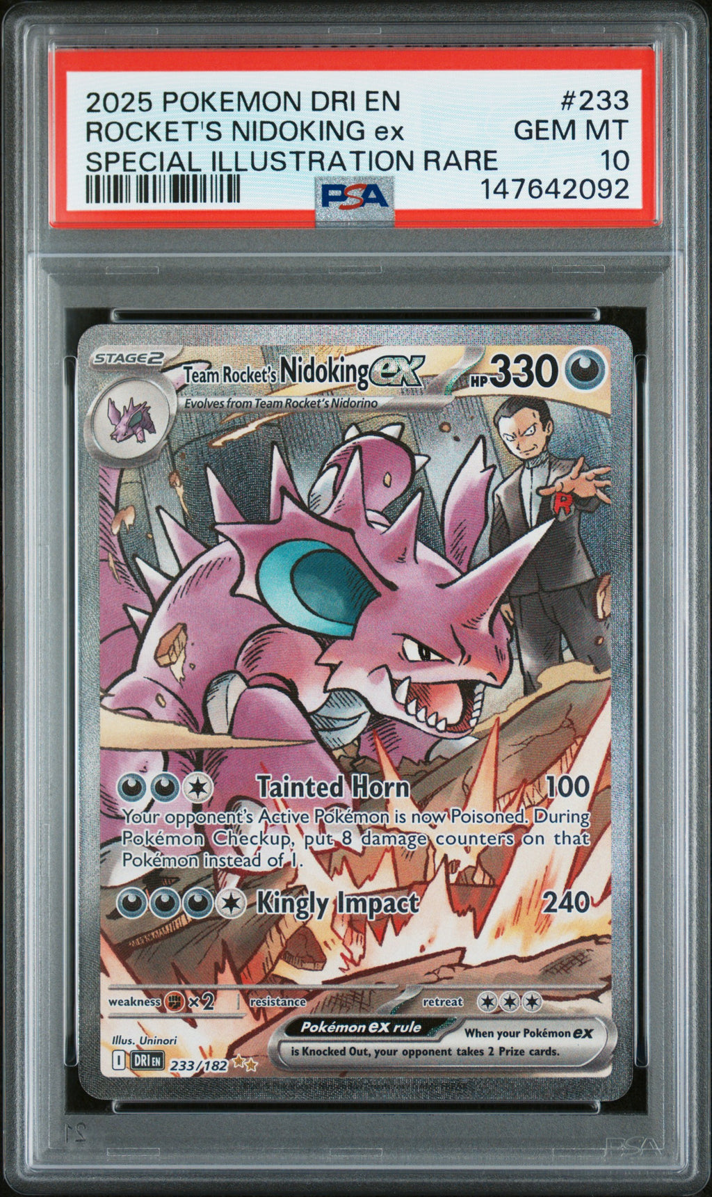 Team Rocket's Nidoking ex #233 Destined Rivals - Holo PSA 10 - GEM MINT