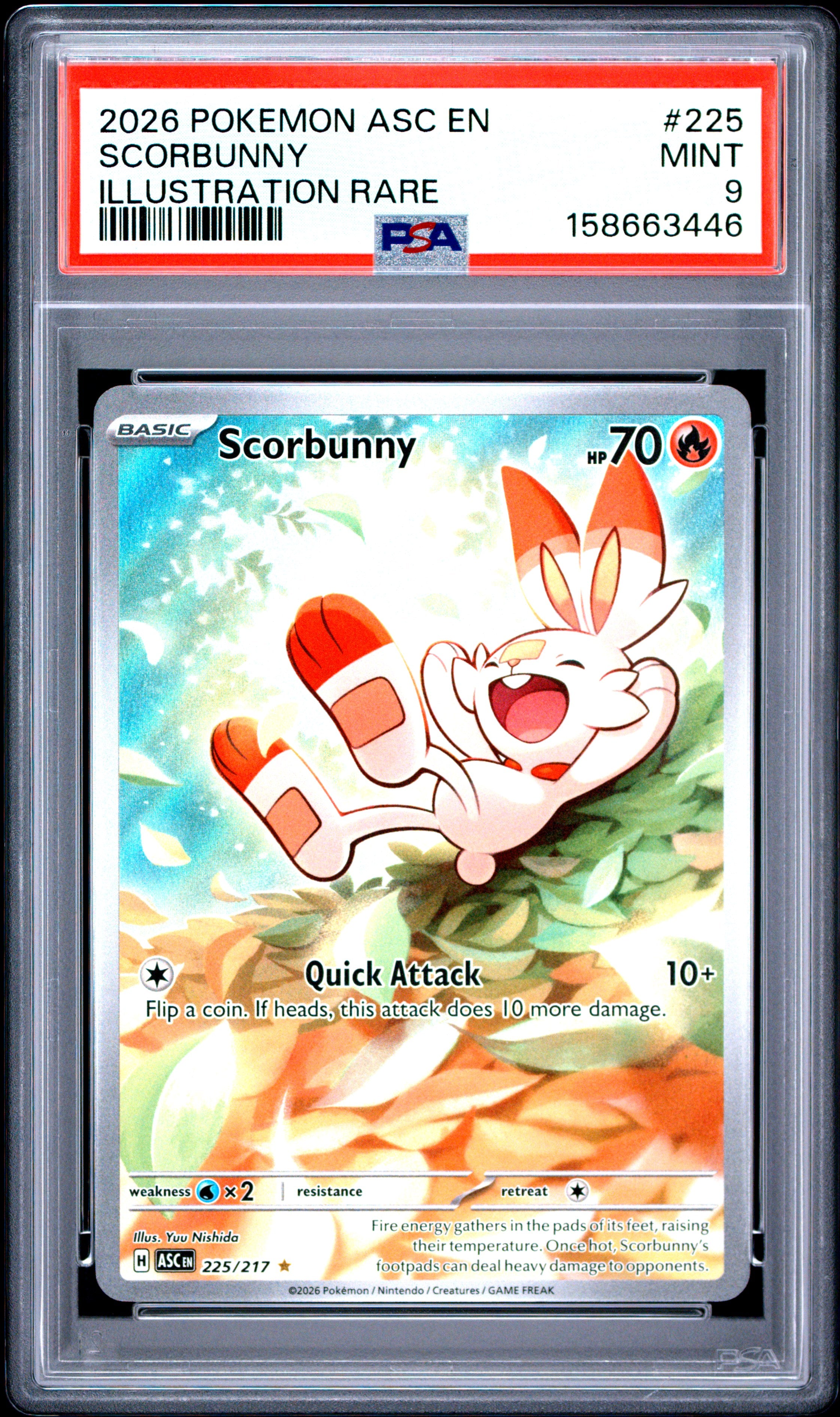 Scorbunny #225 Ascended Heroes - Holo PSA 9 - MINT