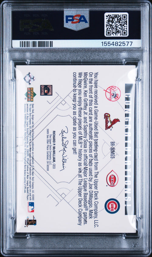 2002 Upper Deck Quad Bat #MMGS - DiMaggio/McGwire/Griffey Jr./Sosa - PSA 8