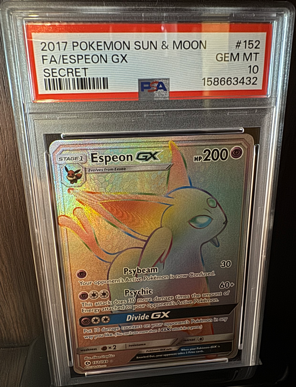 Espeon GX #152 Secret Rare Rainbow - 2017 Pokemon S&M - Holo PSA 10 GEM MINT