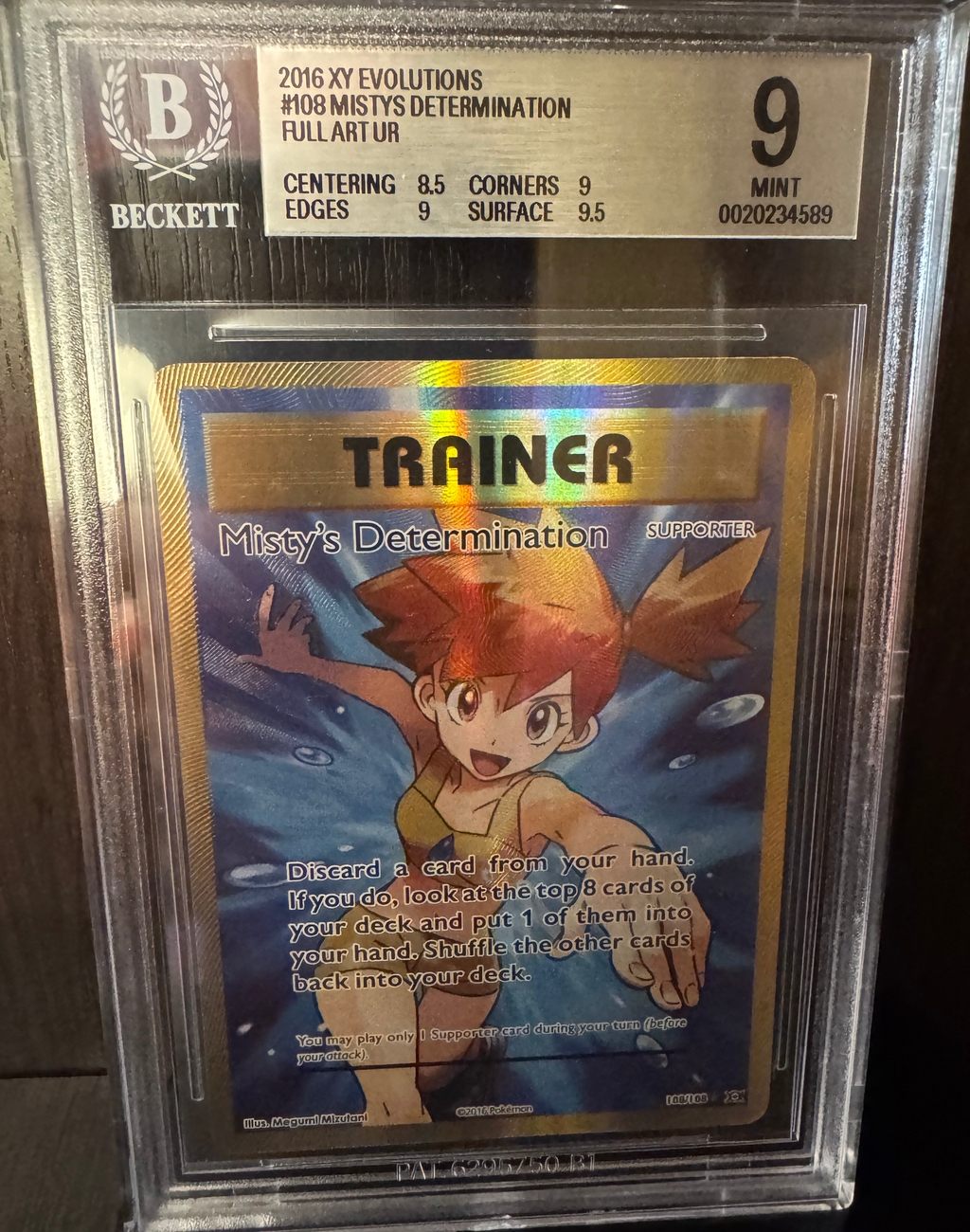 Misty's Determination #108 - 2016 Pokemon Evolutions - Holo BGS 9 MINT