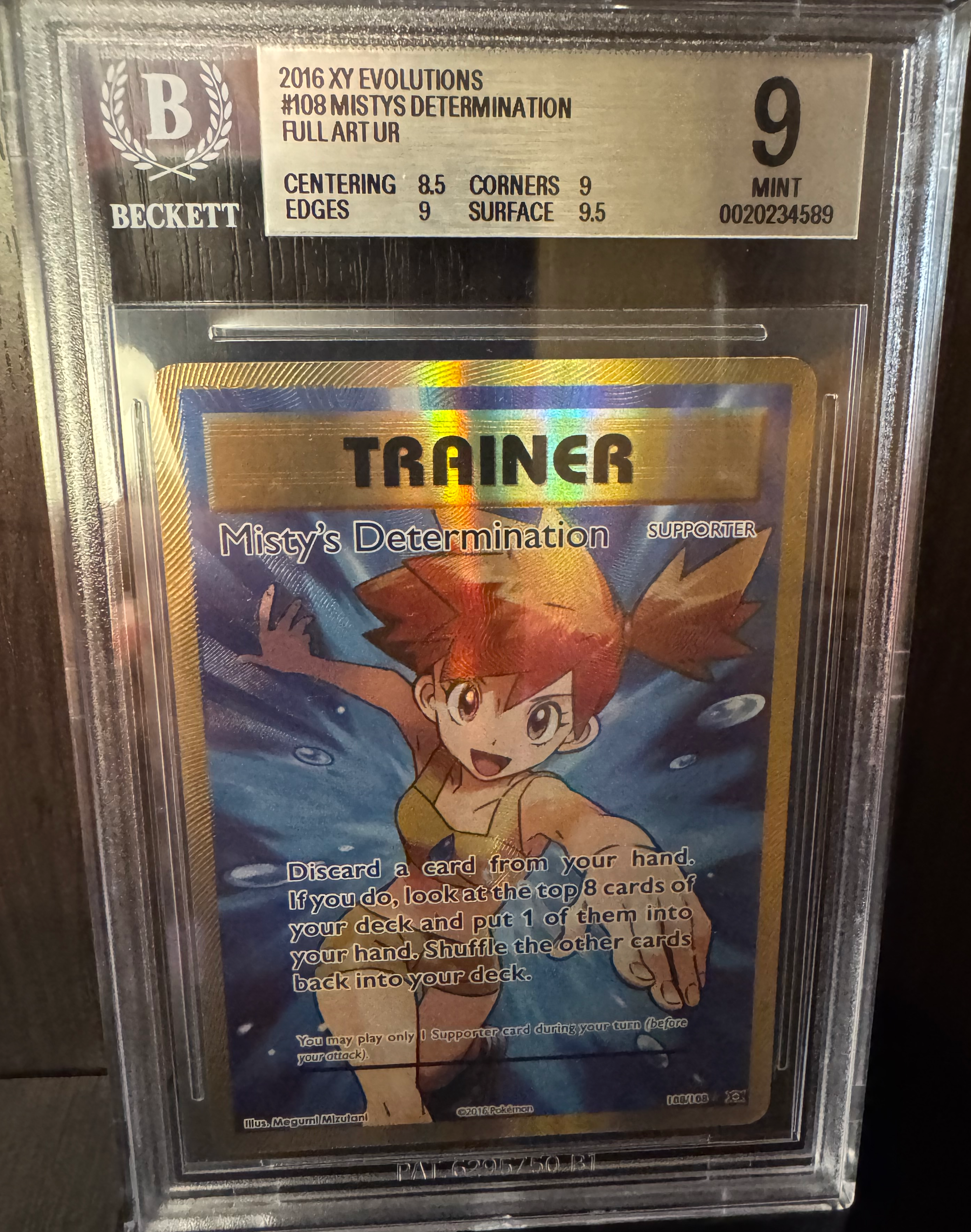Misty's Determination #108 - 2016 Pokemon Evolutions - Holo BGS 9 MINT