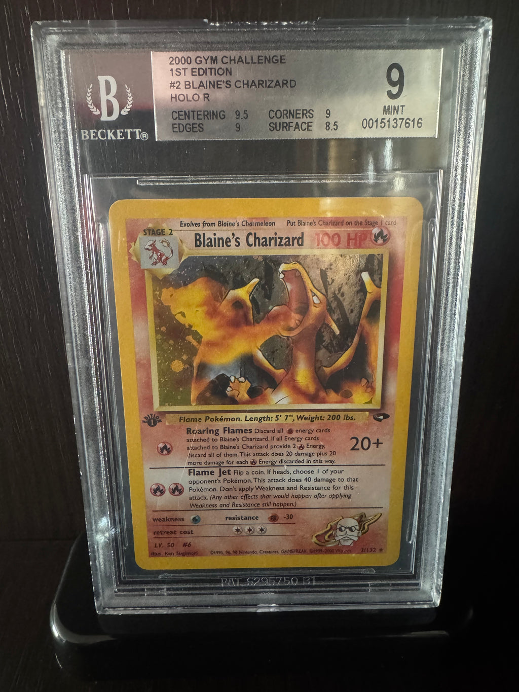 Blaine's Charizard 1st Edition #2 Gym Challenge Holo BGS 9 PLUS (9.5 Centering)
