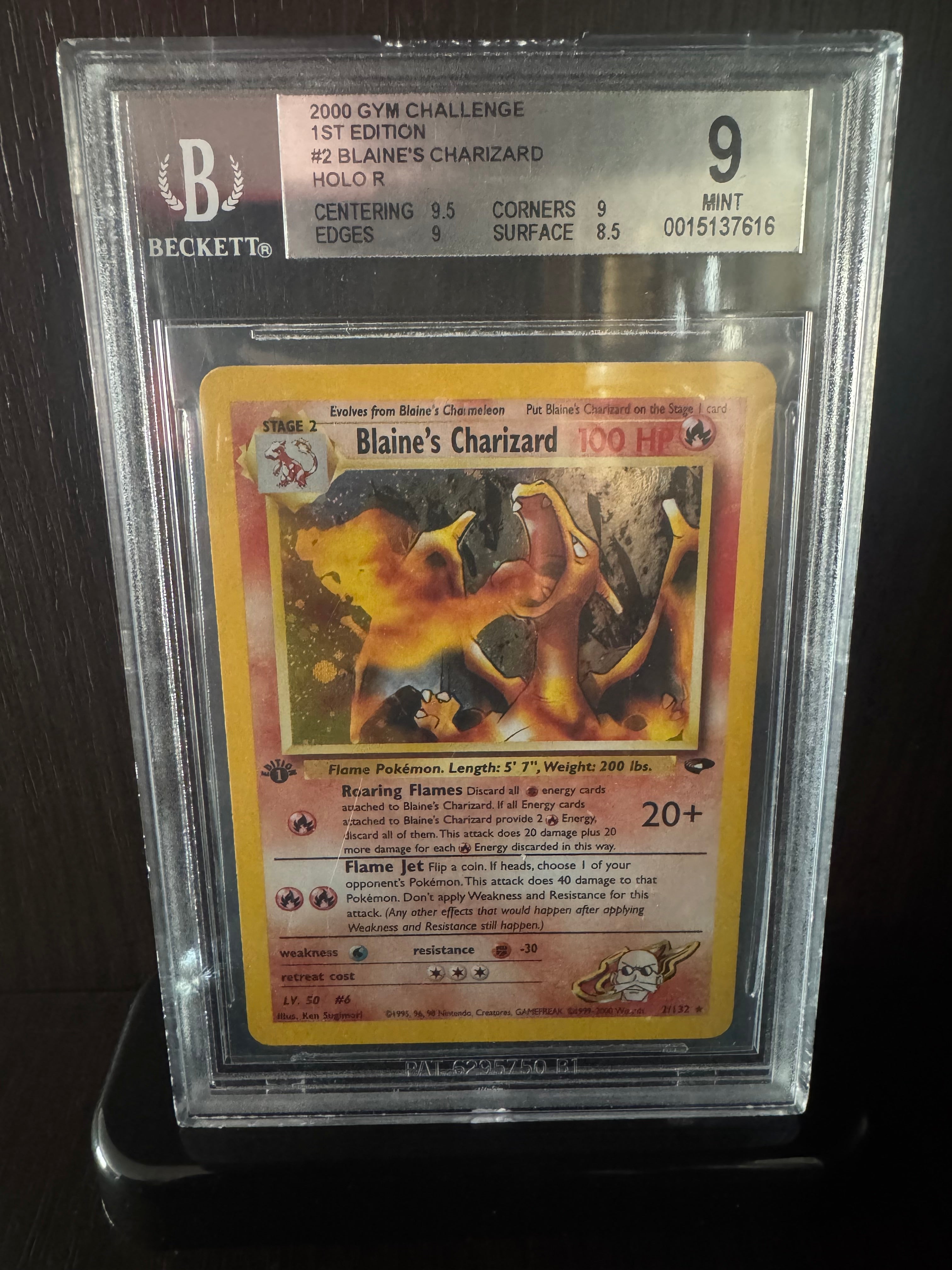 Blaine's Charizard 1st Edition #2 Gym Challenge Holo BGS 9 PLUS (9.5 Centering)