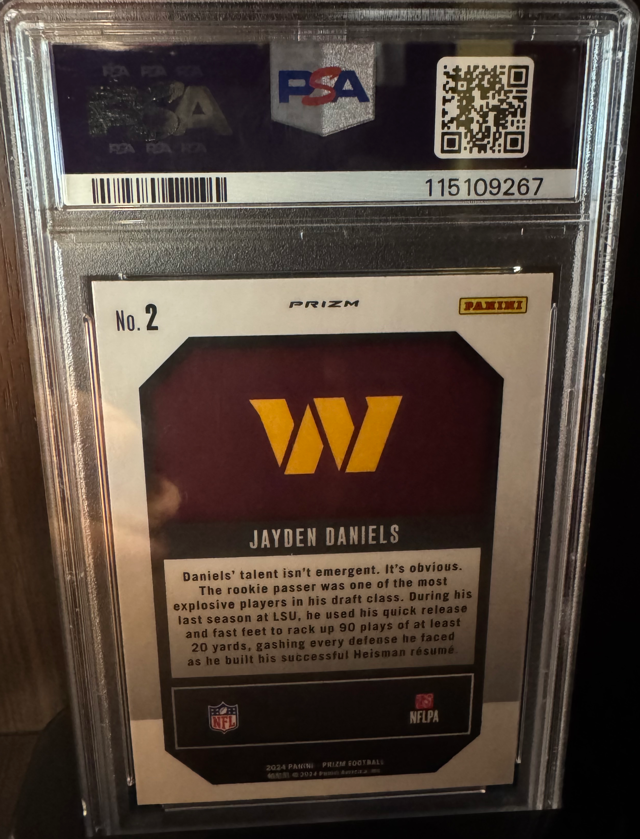 Jayden Daniels #2 Rookie Card - 2024 Prizm Emergent No Huddle - PSA 10 GEM MINT