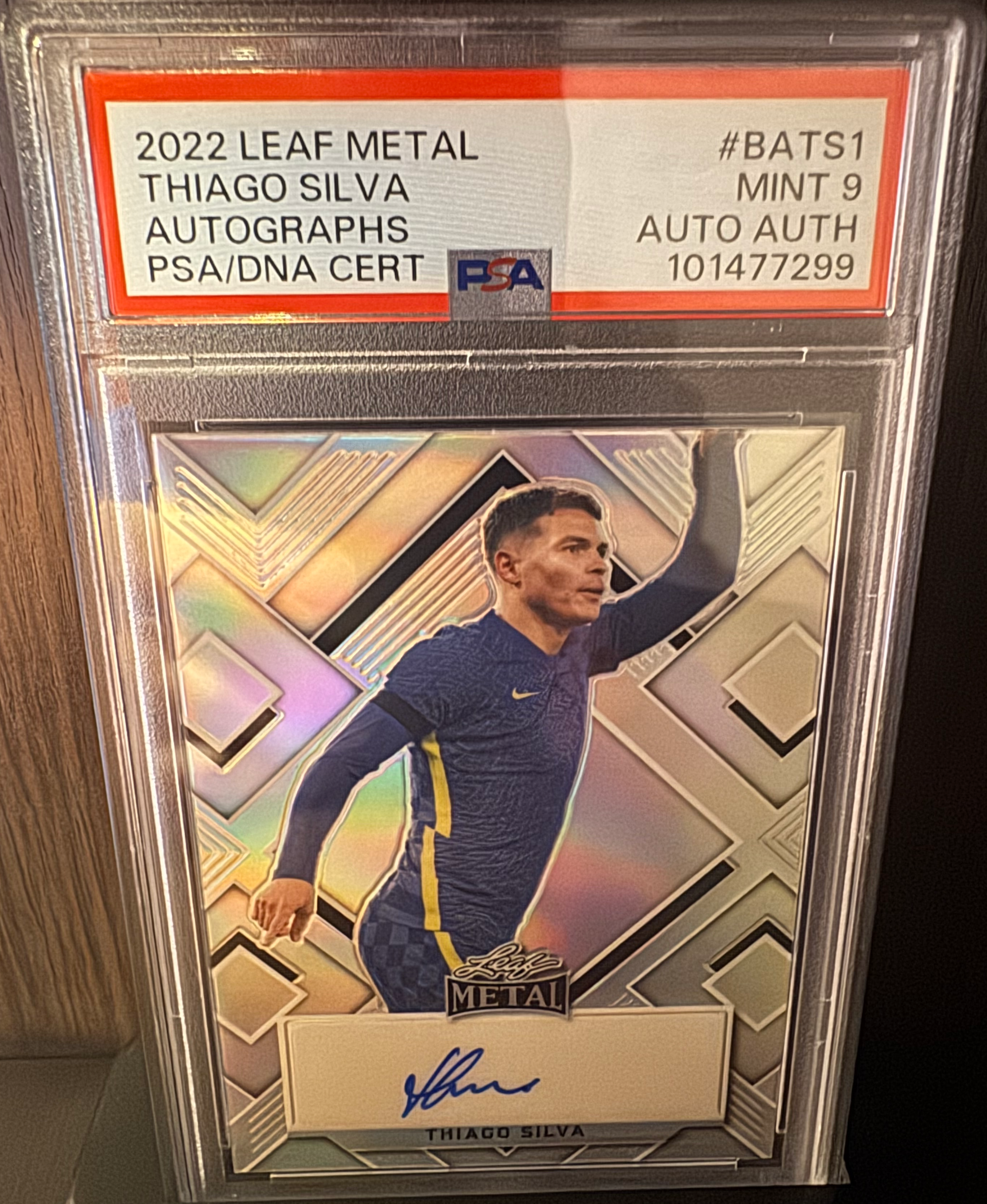 2026 FIFA World Cup - Thiago Silva - Signed Leaf Metal #BATS1 ('22) - PSA 9 MINT