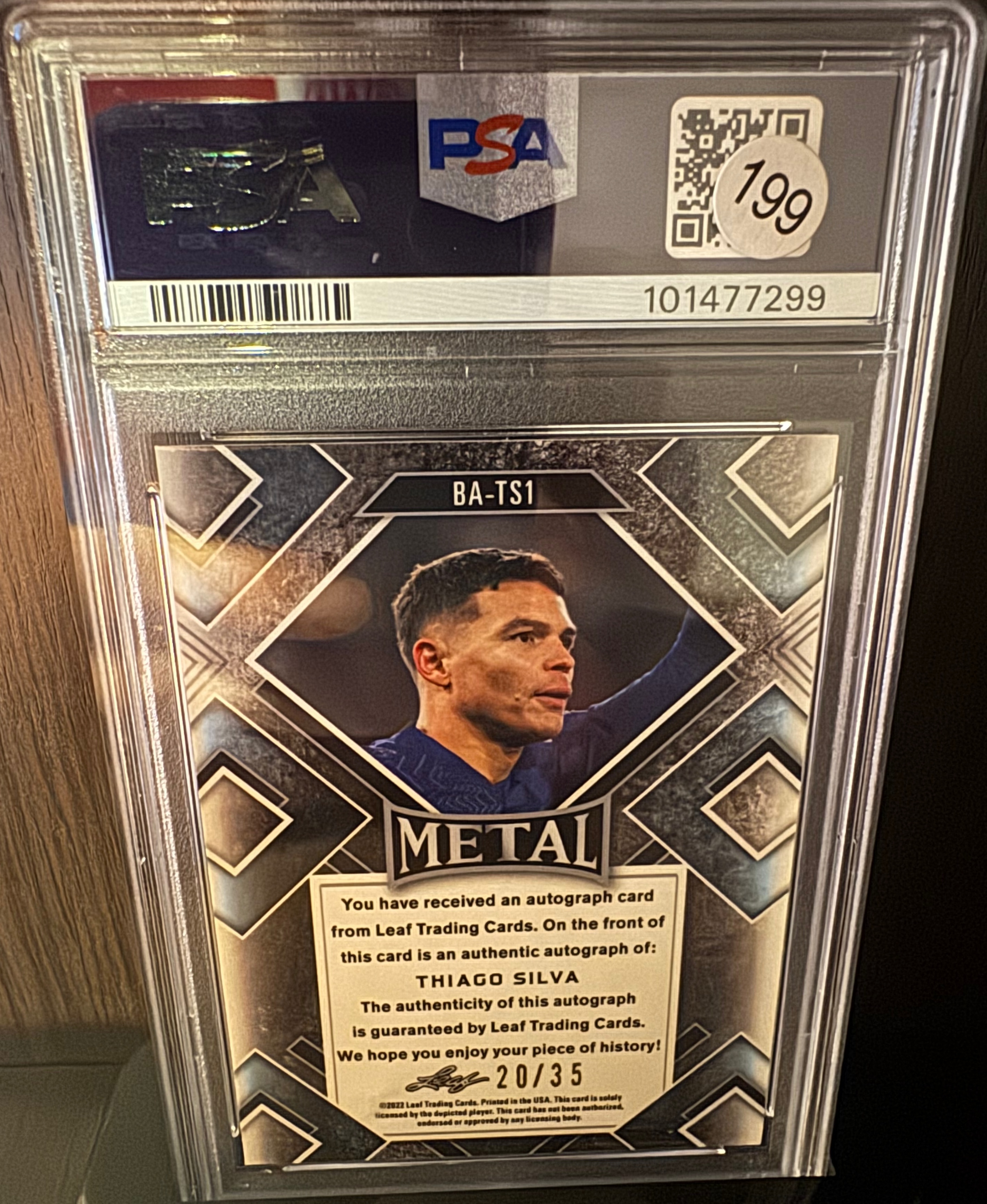 2026 FIFA World Cup - Thiago Silva - Signed Leaf Metal #BATS1 ('22) - PSA 9 MINT